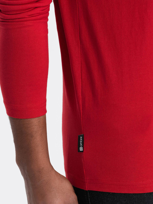 Ombre Clothing Červené pánské basic tričko Ombre Clothing