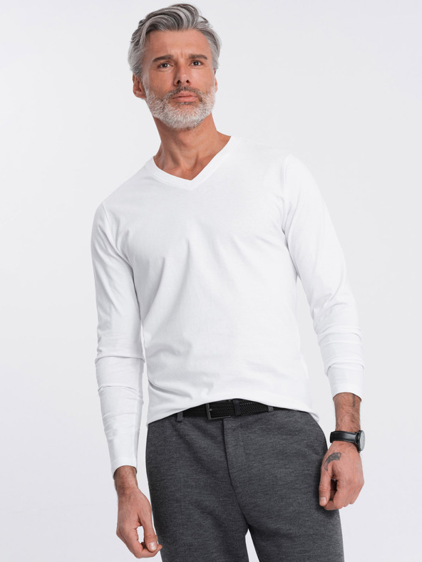 Ombre Clothing Bílé pánské basic tričko Ombre Clothing