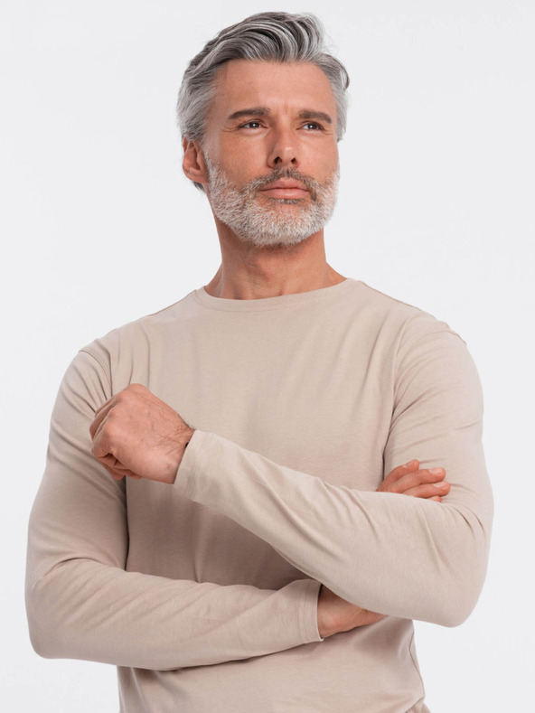 Ombre Clothing Béžové pánské basic tričko Ombre Clothing