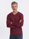 Ombre Clothing Vínové pánské basic tričko Ombre Clothing