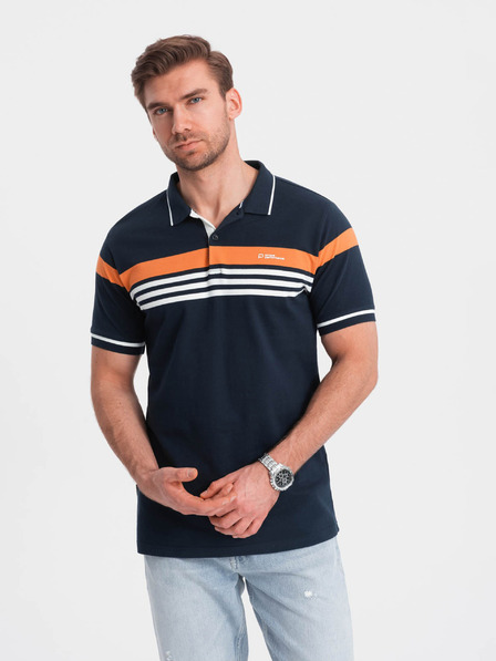 Ombre Clothing Tmavě modré pánské polo tričko Ombre Clothing