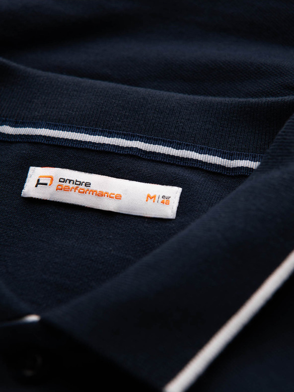 Ombre Clothing Tmavě modré pánské polo tričko Ombre Clothing