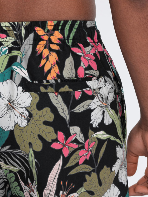 Ombre Clothing Černo-zelené pánské plavky s tropickým vzorem Ombre Clothing