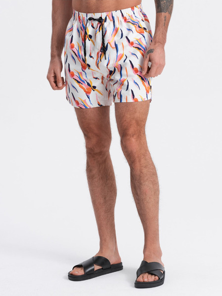 Ombre Clothing Oranžovo-bílé pánské vzorované plavky Ombre Clothing