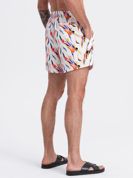 Ombre Clothing Oranžovo-bílé pánské vzorované plavky Ombre Clothing