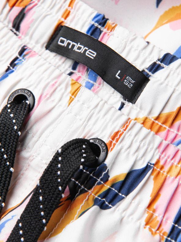 Ombre Clothing Oranžovo-bílé pánské vzorované plavky Ombre Clothing