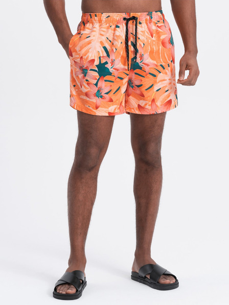 Ombre Clothing Oranžové pánské květované plavky Ombre Clothing