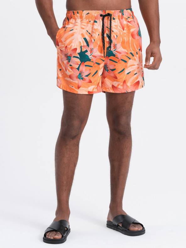 Ombre Clothing Oranžové pánské květované plavky Ombre Clothing