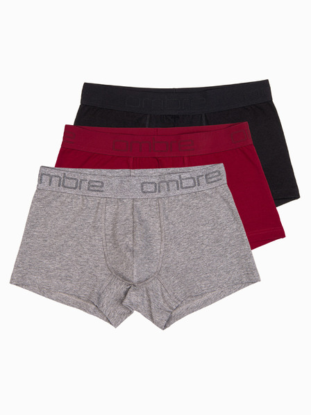 Ombre Clothing Sada tří pánských boxerek v šedé, vínové a černé barvě Ombre Clothing