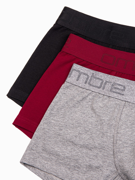 Ombre Clothing Sada tří pánských boxerek v šedé, vínové a černé barvě Ombre Clothing