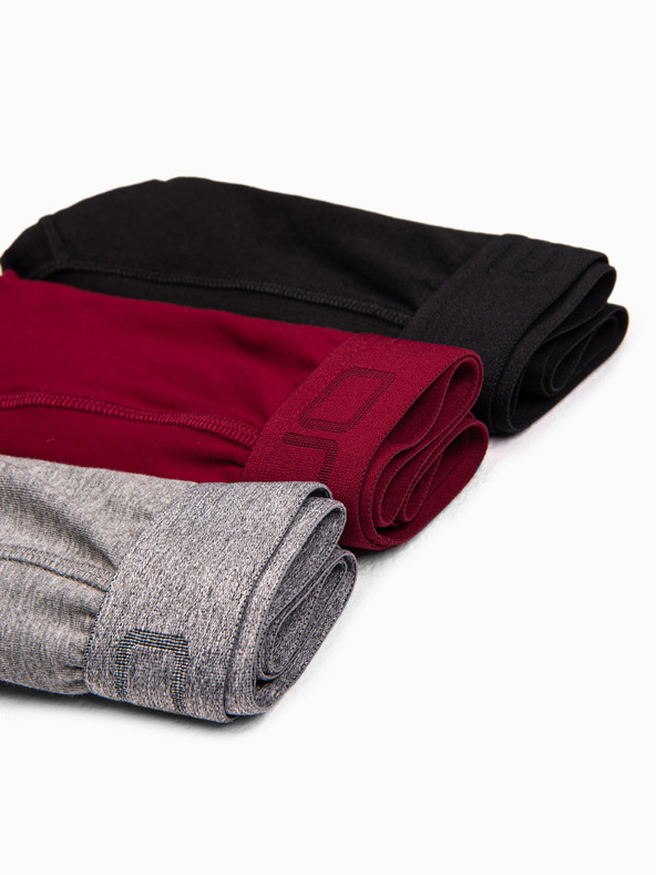 Ombre Clothing Sada tří pánských boxerek v šedé, vínové a černé barvě Ombre Clothing