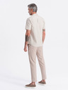 Ombre Clothing Krémová pánská košile s krátkým rukávem Ombre Clothing