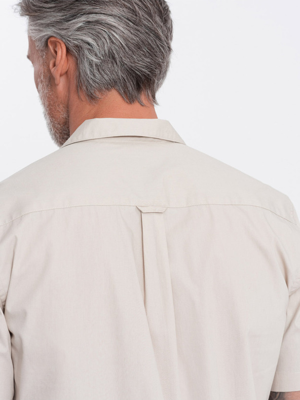 Ombre Clothing Krémová pánská košile s krátkým rukávem Ombre Clothing