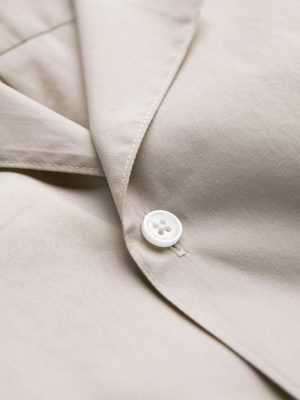 Ombre Clothing Krémová pánská košile s krátkým rukávem Ombre Clothing