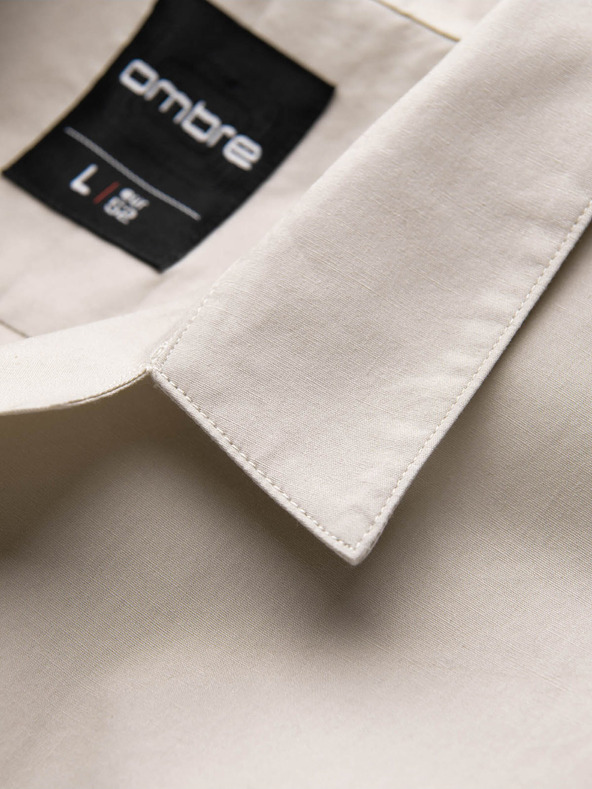 Ombre Clothing Krémová pánská košile s krátkým rukávem Ombre Clothing