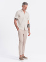 Ombre Clothing Krémová pánská košile s krátkým rukávem Ombre Clothing