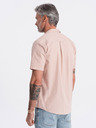 Ombre Clothing Světle hnědá pánská košile s krátkým rukávem Ombre Clothing
