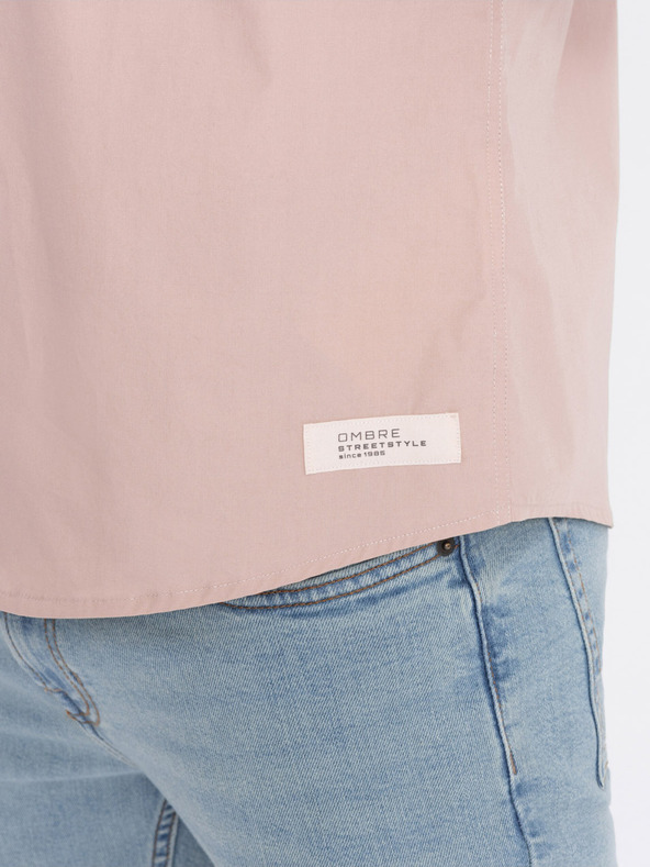 Ombre Clothing Světle hnědá pánská košile s krátkým rukávem Ombre Clothing