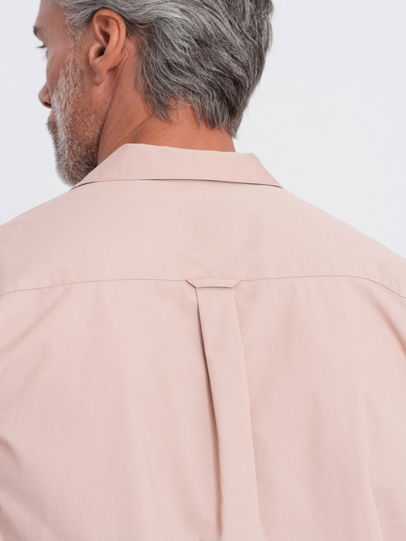 Ombre Clothing Světle hnědá pánská košile s krátkým rukávem Ombre Clothing