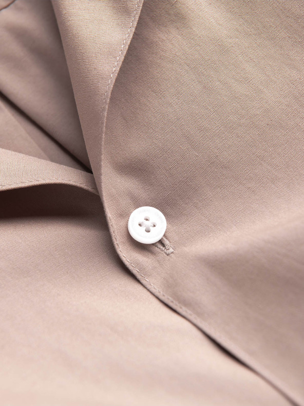 Ombre Clothing Světle hnědá pánská košile s krátkým rukávem Ombre Clothing