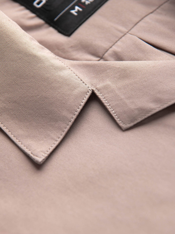 Ombre Clothing Světle hnědá pánská košile s krátkým rukávem Ombre Clothing