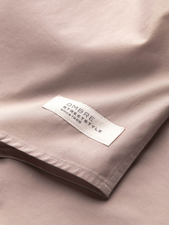 Ombre Clothing Světle hnědá pánská košile s krátkým rukávem Ombre Clothing