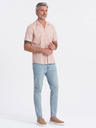 Ombre Clothing Světle hnědá pánská košile s krátkým rukávem Ombre Clothing