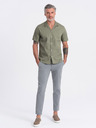 Ombre Clothing Khaki pánská košile s krátkým rukávem Ombre Clothing