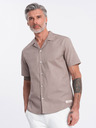 Ombre Clothing Hnědá pánská košile s krátkým rukávem Ombre Clothing