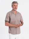 Ombre Clothing Hnědá pánská košile s krátkým rukávem Ombre Clothing