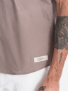 Ombre Clothing Hnědá pánská košile s krátkým rukávem Ombre Clothing
