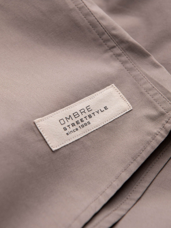 Ombre Clothing Hnědá pánská košile s krátkým rukávem Ombre Clothing