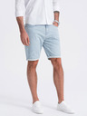 Ombre Clothing Světle modré pánské proužkované džínové kraťasy Ombre Clothing