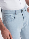 Ombre Clothing Světle modré pánské proužkované džínové kraťasy Ombre Clothing