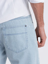 Ombre Clothing Světle modré pánské proužkované džínové kraťasy Ombre Clothing