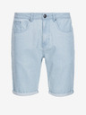 Ombre Clothing Světle modré pánské proužkované džínové kraťasy Ombre Clothing