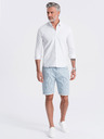 Ombre Clothing Světle modré pánské proužkované džínové kraťasy Ombre Clothing