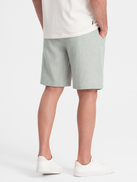 Ombre Clothing Světle zelené pánské kraťasy s příměsí lnu Ombre Clothing