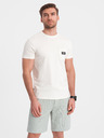Ombre Clothing Světle zelené pánské kraťasy s příměsí lnu Ombre Clothing
