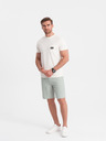 Ombre Clothing Světle zelené pánské kraťasy s příměsí lnu Ombre Clothing