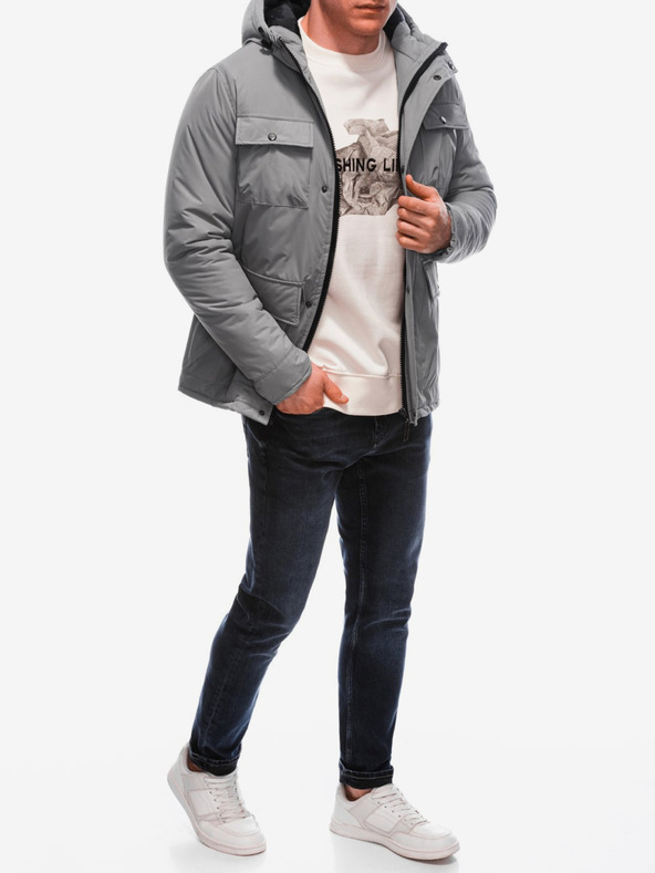 Edoti Šedá pánská zimní bunda Edoti