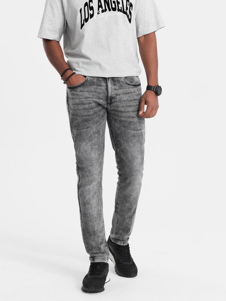 Ombre Clothing Šedé pánské slim fit džíny Ombre Clothing