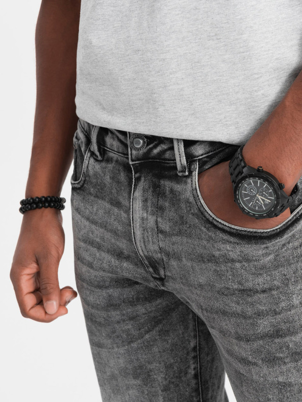 Ombre Clothing Šedé pánské slim fit džíny Ombre Clothing