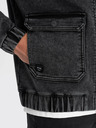 Ombre Clothing Černá pánská džínová bunda s kapucí Ombre Clothing