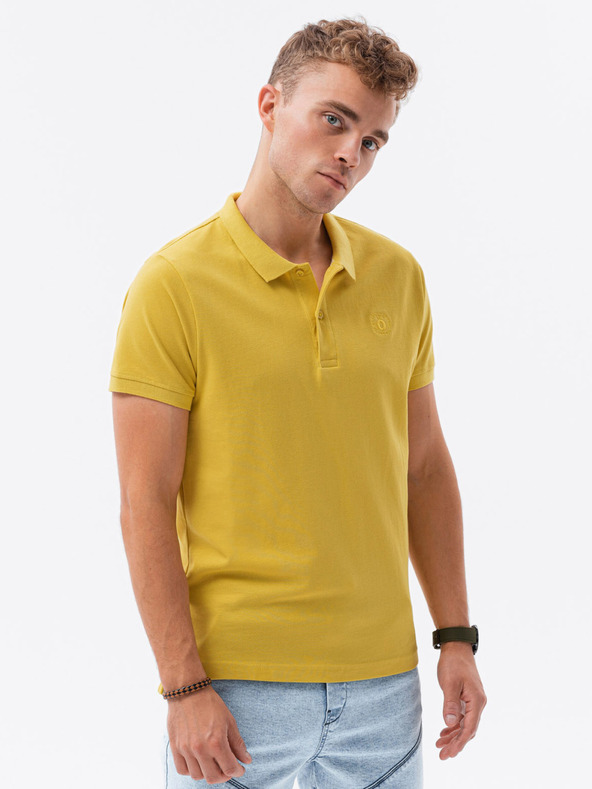 Ombre Clothing Žluté pánské polo tričko Ombre Clothing