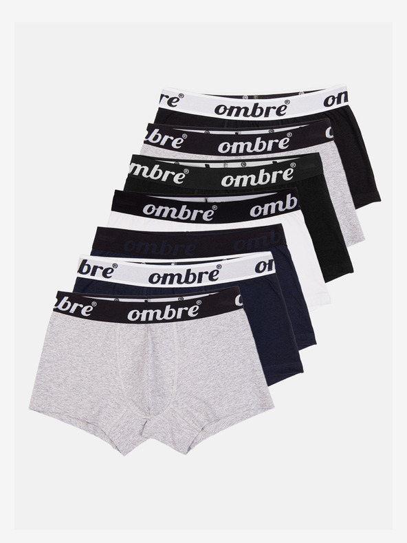 Ombre Clothing Sada sedmi pánských boxerek v šedé, tmavě modré, bílé a černé barvě Ombre Clothing
