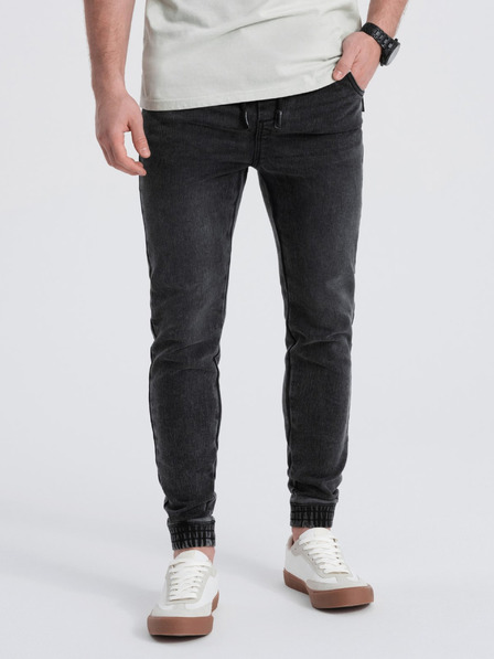 Ombre Clothing Tmavě šedé pánské slim fit džíny Ombre Clothing