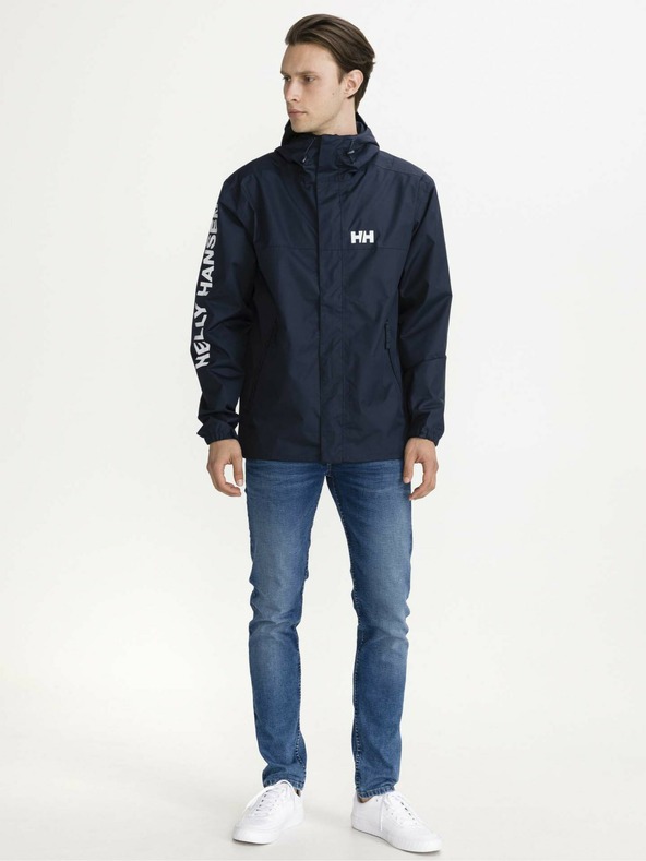 Helly Hansen Tmavě modrá pánská voděodolná lehká bunda s kapucí HELLY HANSEN Ervik