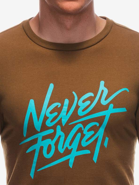 Edoti Hnědé pánské tričko s nápisem Edoti