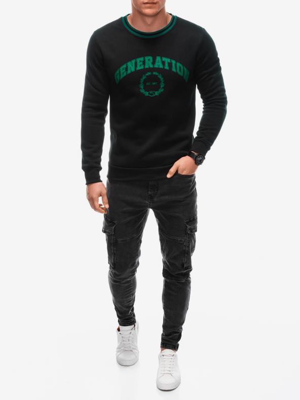 Edoti Zeleno-černá pánská mikina s potiskem Edoti